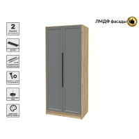 Шкаф распашной Тренд КТ-Ш2 (Дуб золотой ЛДСП/ Серый ЛМДФ) Ш918 В2128 Г547